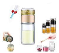 Tryteava Glass Infuser, Teava 3-In-1 Smart Tea Infuser, Glass Tea Infuser, Double Layer Portable Stainless Steel Leak Proof Water Separation Cup for Loose Leaf Tea (Gold,280ML)