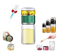 Tryteava Glass Infuser, Teava 3-In-1 Smart Tea Infuser, Glass Tea Infuser, Double Layer Portable Stainless Steel Leak Proof Water Separation Cup for Loose Leaf Tea (Green,280ML)