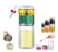 Tryteava Glass Infuser, Teava 3-In-1 Smart Tea Infuser, Glass Tea Infuser, Double Layer Portable Stainless Steel Leak Proof Water Separation Cup for Loose Leaf Tea (Green,420ML)