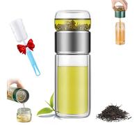 Tryteava Glass Infuser, Teava 3-in-1 Smart Tea Infuser, Try Teava Leak-proofs Tea Infuser with Filter & Lid,Double Layered Glass Tea Separation for Blooming & Loose Leaf Teas (Silver,350ml (12oz))