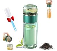 Tryteava Glass Infuser, Teava 3-in-1 Smart Tea Infuser, Try Teava Leak-proofs Tea Infuser with Filter & Lid,Double Layered Glass Tea Separation for Blooming & Loose Leaf Teas (Green,350ml (12oz))