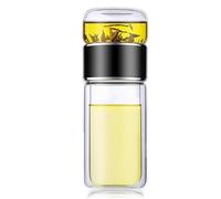 Tryteava Glass Infuser, Teava 3-in-1 Smart Tea Infuser with Flip & Brew Double Layered Integrated Strainer Design for Blooming & Loose Leaf Tea (black,12oz)