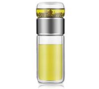 Tryteava Glass Infuser, Teava 3-in-1 Smart Tea Infuser with Flip & Brew Double Layered Integrated Strainer Design for Blooming & Loose Leaf Tea (sliver,12oz)