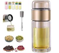 Tryteava Glass Infuser, Try Teava Tea Infusers Cup, Teava 3-in-1 Smart Tea Infuser, Double Glass TeaInfuser Bottle with Integrated Strainer, for Blooming (Gold,280ml)