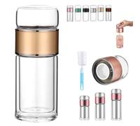 Tryteava Glass Infuser,Tryteava 3-in-1 Smart Infuser with Integrated Strainer Separation Cup,Flip & Brew Design,Double Layered Glass Separation Infuser for Infused (Gold,500ml)