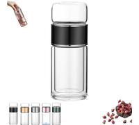 Tryteava Glass Infuser,Tryteava 3-in-1 Smart Tea Infuser, Dual Chamber & Filter, Leak-Proof Lid, Hot & Cold Brew, for Blooming and Loose Leaf Tea (Black,280ml)