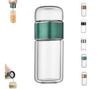 Tryteava Glass Infuser, Tryteava 3-in-1 Smart Tea Infuser, with flip & brew design, glass tea infusers, Dual Chamber & Filter, Hot & Cold Brew, for Blooming & Loose Leaf Tea (Green,350ml)