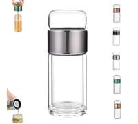 Tryteava Glass Infuser, Tryteava 3-in-1 Smart Tea Infuser, with flip & brew design, glass tea infusers, Dual Chamber & Filter, Hot & Cold Brew, for Blooming & Loose Leaf Tea (Silver,350ml)