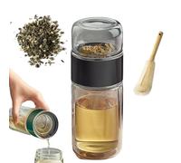 Tryteava Glass Infuser, Tryteava Glass Infusers Tumbler, with Filter & Lid, Hot or Cold Ready, Portable Loose Leaf Tea Maker for Home, Travel Use (Black,420ml)