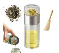 Tryteava Glass Infuser, Tryteava Glass Infusers Tumbler, with Filter & Lid, Hot or Cold Ready, Portable Loose Leaf Tea Maker for Home, Travel Use (Silver,420ml)