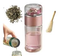 Tryteava Glass Infuser, Tryteava Glass Infusers Tumbler, with Filter & Lid, Hot or Cold Ready, Portable Loose Leaf Tea Maker for Home, Travel Use (Pink,280ml)