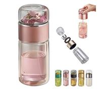 Tryteava Glass Infuser, Tryteava Portable Tea Infuser, Hot Or Cold Ready, Flip & Brew Design, for Blooming & Loose Leaf Tea (pink,420ml)