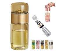 Tryteava Glass Infuser, Tryteava Portable Tea Infuser, Hot Or Cold Ready, Flip & Brew Design, for Blooming & Loose Leaf Tea (yellow,350ml)