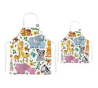 TRYTUTRY Grembiuli per genitori e bambini con tasca, simpatici grembiuli coordinati con dinosauro per bambini e adulti, Animali., Kid and Adult