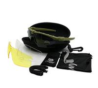 Tryway Occhiali di tattici professionali polarizzati balistici M 3.0 UV400 occhiali di protezione telaio tiro gafas sport all'aria aperta escursioni in bicicletta paintball occhiali (Verde 3lens)