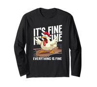 TS Fine Tutto va Bene urlando Chaos di Pollo Meme Maglia a Manica