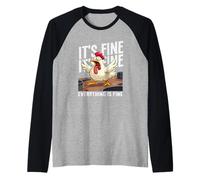 TS Fine Tutto va Bene urlando Chaos di Pollo Meme Maglia con Maniche Raglan