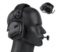 TS TAC-SKY Tattiche Cuffie, Paraorecchie Tattici con Microfono, Elmetto Militare Pieghevole E Retrattile, per Sport All'aperto, Militari, Suono di Alta qualità (Color : BK, Size : One Size)