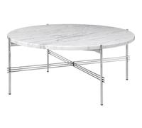 TS Tavolino Rotondo Ø80 Acciaio Lucido/Marmo Bianco Carrara