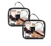 TSA Approved Clear Toiletry Bag,SWEDOU 2Pack Transparent Makeup Cosmetic Pouch Airline 3-1-1 Carry-On Liquid Bag for flight Toiletries Waterproof Wash Bag for Traveling Women and Men- (Black)