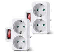 Tsadeer Adattatore per Presa, Doppia Presa per Presa, Doppia Presa con Interruttore 3800W per Ufficio, Casa o Viaggio, Spina Europea (Confezione da 2)