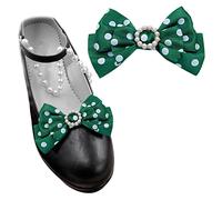 Tsangbaby Clip per scarpe con fiocco a pois, 2 pezzi, perline, fiocco, decorazioni per scarpe, clip, fiocco rimovibile, scarpe, clip per pompa a punta, taglia unica, metallo non nobile, create