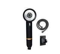 TSangeA Soffione Doccia con Tubo e Supporto 1.5m: Doccetta Alta Pressione con Filtro Anticalcare per Locatori e Pulizia Bagno (Nero)