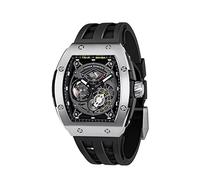 TSAR BOMBA Orologi da Uomo Automatico Meccanico Orologio da Uomo Scheletro Impermeabile Analogico Orologio da Polso Tonneau Orologi Regalo Quadrante Grande Orologio Fresco con Cinturino in Gomma FKM