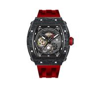 TSAR BOMBA Orologi da uomo meccanici automatici da uomo, orologio analogico con scheletro, orologio Tonneau, lunetta in fibra di carbonio, orologio alla moda con cassa in cristallo zaffiro luminoso