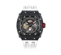 TSAR BOMBA Orologi da uomo meccanici automatici da uomo, orologio analogico con scheletro, orologio Tonneau, lunetta in fibra di carbonio, orologio alla moda con cassa in cristallo zaffiro luminoso