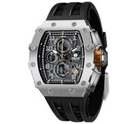 TSAR BOMBA Orologio da uomo, orologio di lusso, impermeabile, 50 m, barile analogico, cronometro, scheletro quadrato, grande quadrante subacqueo, sport, orologi movimento giapponese, cinturino in