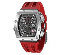 TSAR BOMBA Relojes Hombre 50M a Prueba de Agua Caja Tonneau de Acero Inoxidable Correa de Silicona de Cristal de Zafiro Cronógrafo Función de Fecha Movimiento de Cuarzo Regalos para Hombres Moda Lujo