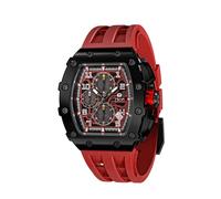 TSAR BOMBA Relojes Hombre 50M a Prueba de Agua Caja Tonneau de Acero Inoxidable Correa de Silicona de Cristal de Zafiro Cronógrafo Función de Fecha Movimiento de Cuarzo Regalos para Hombres Moda Lujo