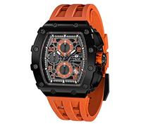TSAR BOMBA Relojes Hombre 50M a Prueba de Agua Caja Tonneau de Acero Inoxidable Correa de Silicona de Cristal de Zafiro Cronógrafo Función de Fecha Movimiento de Cuarzo Regalos para Hombres Moda Lujo