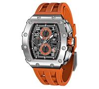 TSAR BOMBA Relojes Hombre 50M a Prueba de Agua Caja Tonneau de Acero Inoxidable Correa de Silicona de Cristal de Zafiro Cronógrafo Función de Fecha Movimiento de Cuarzo Regalos para Hombres Moda Lujo