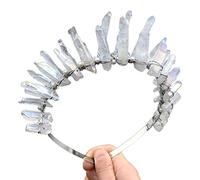 TSBB Double-Deck Natural Crystal Crown Headband Accessori per Capelli da Sposa Fatti a Mano con Perle per Capelli da Donna