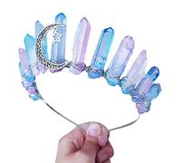 TSBB Fascia per capelli al quarzo naturale cristallo Head Loop pettine naturale opaco Rainbow Stone Crown stile boho strass tiara