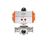 TSCFHGQI Valvola a Sfera a Tre Vie con Morsetto Pneumatico da 32 mm Mandrino a Doppio Effetto in Acciaio Inossidabile Tipo T/L Valvole a Sfera a Taglio rapido(L Type)