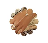 TseanYi Braccialetto con anello in cristallo bohémien, con strass, stile vintage, geometrico, stile schiavo, anello aperto, bracciale schiavo, catena