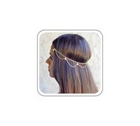 TseanYi Catena per la testa di perle a strati Catena di perle d'oro Catena di perle Fronte Copricapo Stratificazione Catene Nappa Abbigliamento per capelli Catene per la fronte Multilayer Nappa