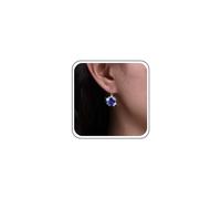 TseanYi Orecchini a cerchio con cristalli blu e zaffiro quadrato, con pietra preziosa quadrata blu, orecchini a monachella scintillanti con zirconia cubica quadrata, gioielli per donne e ragazze