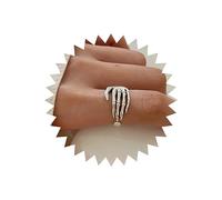 TseenYi Anello teschio a mano gotico a cinque artigli anello teschio anello hip-hop anello serie oscura gioielli per donne e ragazze cocktail party natale(argento antico)