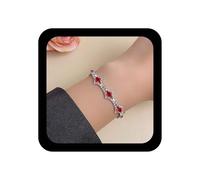 TseenYi Boemia Cz Quadrato Mano Bracciale Argento Rubino Pietra Mano Catena Scintillante Cz Tennis Bracciale Matrimonio Diamante Link Catena Gioielli Per Le Donne