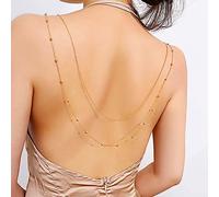 TseenYi Boho Collana perline rame stratificato retro Collana perline dorate Collana perline rame multistrato sposa Collana goccia retro Collana scollo all'americana retro Catena matrimonio schienale