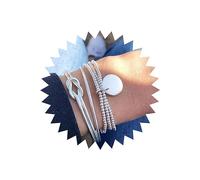 TseenYi Bracciale a strati Bracciale in argento con perline Set impilabile Fashion Glossy Disc Bracciale aperto Gioielli per donne e ragazze Regalo San Valentino 3 pezzi