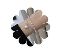 TseenYi Bracciale di perle Barocco a strati con catena da polso Bracciale con perline Gioielli da sposa per donne e ragazze Regalo di nozze San Valentino Natale （d'argento）