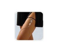 TseenYi Catena per coscia e gamba con scorpione, catena elastica a strati con cristalli dorati, catena elastica per coscia, sexy, per il corpo, per l'estate e la spiaggia, gioielli per il corpo per