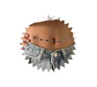 TseenYi Catena per la vita bohémien con perline smeraldo, catena per il corpo in argento, catena per la vita del ventre, catena per la vita verde smeraldo, catena per la vita sexy estiva gioielli per