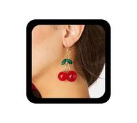 TseenYi Ciliegia Oversize Orecchini Pendenti Vintage Rosso 3d Ciliegia Goccia Orecchini Glitter Frutta Ciliegie Orecchinis Smeraldo Ciliegie Gancio Orecchinis Fascino Per Le Donne