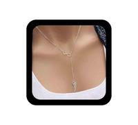 TseenYi Collana con ciondolo a forma di ala in argento, a forma di infinito, collana lunga a Y, gioiello per donne e ragazze (argento)